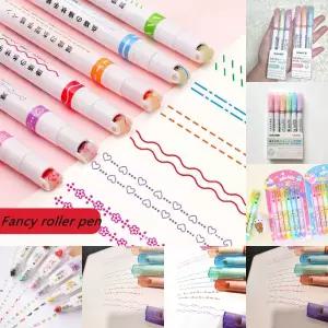 6색 세트 다양한 패턴 라인펜 롤러펜 윤곽펜 매직/라이너/색깔/디자인/포인트/예쁜/스타일/개성/표현/유용
