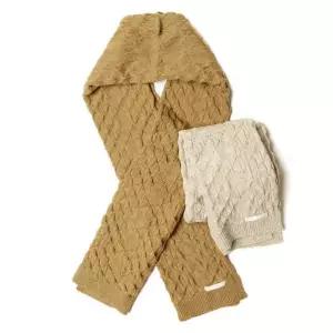 남여공용 꽈배기모양 뜨개 목도리 카멜 베이지 커플룩