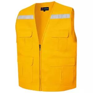 작업 노랑 브이넥 반사 노란색 조끼 면/현장/학교/교통/어린이/도로/통제/유도/차량/관리/주차장/산업용/공
