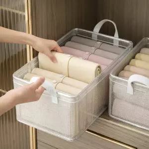 [1+1+1] 클린메쉬 접이식 철제 투명 리빙박스 세척가능 수납정리함 26L