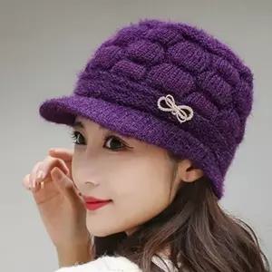 비니모자 겨울 여자모자 리본장식 중년 니트 안감융털