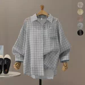 [모노시크] 피아토 루즈핏 포켓 체크 셔츠_MNBS636