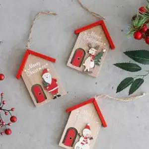크리스마스트리장식 성탄 트리 우드 장식 크리스마스 벽장식 현관 데코 3p