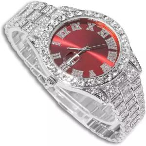 남성용 리치헛 다이아몬드 시계 스 아웃 그린/블루/레드 다이얼 18MM 와이드 손목밴드 18K 리얼