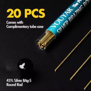 [정품] 스틱 20개, 45% 실버 브레이징 납땜 로드 BAg-5 라운드 용접봉, 0.3 x 25.4cm(1 16 10인치) - 77g(2