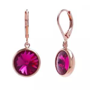 es4067 10mm 푸시아 오스트리아 크리스탈 제작 로즈골드 레버백 원터치 귀걸이