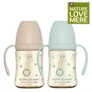 1개+1개 네이쳐러브메레 애니멀프렌즈 PPSU 빨대컵 210ml + 210ml