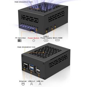Geekworm 메탈 케이스 P579-V3 라즈베리 파이 5  X1000 / M901 PCIe HAT용 액티브 쿨러 포함