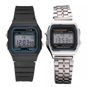 LED 전자 손목시계 심플 남녀공용 경량 타이머 알람 레트로 패션시계