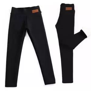심플 여성융기모바지 여자밴딩슬랙스 겨울 따뜻한 퍼 양털 팬츠 좋은신축성 검정바지