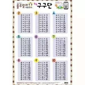 사운드벽보 룰루랄라 구구단 520mmx765mm/연산/학습/교재/교구/수영역/문제/정답/수학/공부/유용한/활용