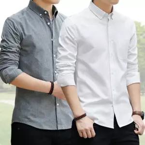 남방 무지 일자핏 와이셔츠 남자 캐주얼 긴팔 와이셔츠 남방 남자셔츠 구김적은 간절기 긴팔 베이직셔츠