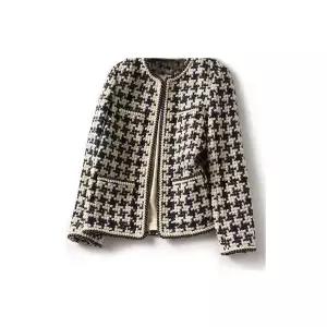 울 여성 자켓 흑백충색 봄가을 체크 트위드 재킷 코트 BE3