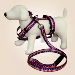 강아지 USA문양 가슴줄 리드줄 세트 25mm 대형견 몸줄-WD4023E