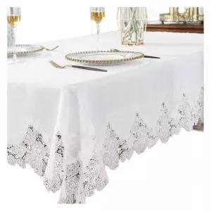 코튼 레이스 식 화이트식탁보 커버 테이블 직사각형 린넨