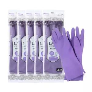 갤러리아 크린랩 천연 라텍스 레이스 바이올렛 고무장갑 소 5개