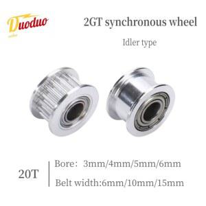 3D 프린터 부품 GT2 2GT 타이밍 아이들러 보어 실버 풀리 20T 6MM AF 벨트 5개 타입 10MM