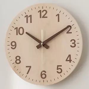 국산 플라이토 자작나무 플랫 무소음 벽시계 26cm