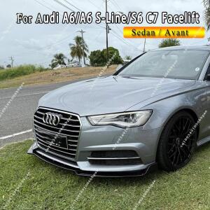 아우디 A6 S-라인 S6 C7 페이스 리프트 세단 & Avant 2014-2017 자동차 앞 범퍼 립 턱 스포일러 스플리터