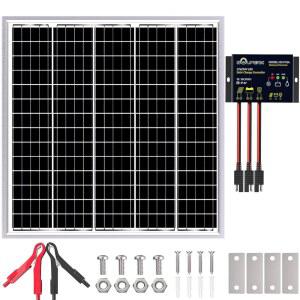 솔퍼크 태양광 패널 키트 50W 24V, 지능형 방수 10A PWM 컨트롤러, RV 자동차 보트 해상 트랙터 캠핑용 가정용 실외 배터리 충전기, 24볼트 충전기