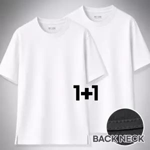 1플러스1 프리미엄 컴팩트 코튼의 옆트임 롱기장 레이어드 워싱 면 반팔티 M~3XL