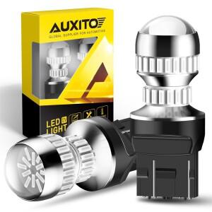 2개 AUXITO T20 7443 LED 브레이크 라이트 W215W 전구 오류 없음 빨강 흰색 황색 백업 리버스 DRL 주차등
