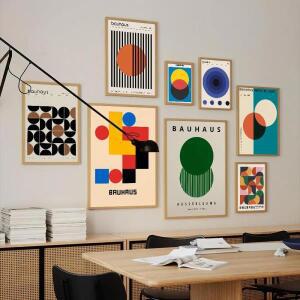 바우하우스 기하학적 스타일 포스터 인쇄 벽 데칼 스티커 거실 사진 홈 장식 현대 미술