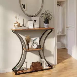 출입구용 헤이븐리 유스 좁은 콘솔 테이블 소파 뒤 산업용 3단 거실 복도 현관 로비 러스틱 브라운 수납