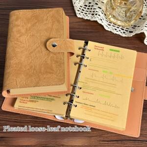 A6/A5 PU 가죽 노트북 루즈리프 리필 가능 6링 바인더 커버 용지 개인 플래너용)