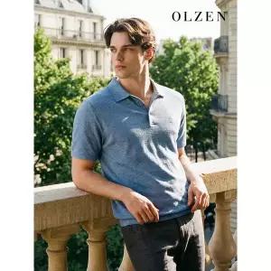 [올젠]멜란지 반팔 카라 티셔츠 (ZOE2TT1301)