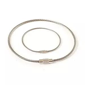 와이어 카라비너 30cm 10P 캠핑 키링 수납 고리 잠금 와이어 카라비너