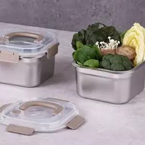 [냄새.색배임없는] 스텐 밀폐용기 스텐찬통 3종세트(1800ml*2+2500ml*1) 반찬통 김치통 쌀보관통