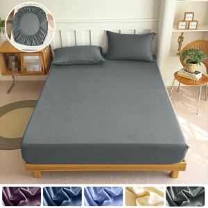 90/120/150/180x200 탄성 밴드가 있는 피티드 매트리스 단색 싱글/더블/킹 시트 보호대 침대 커버 사이즈