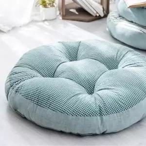 식당방석 대형방석 두꺼운 좌식 체크 키높이 원형방석 등받이 60cm