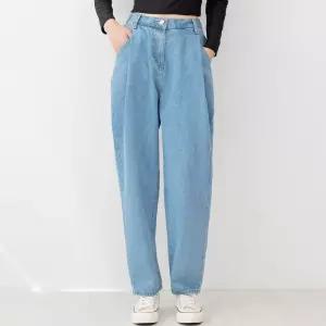 HSSG WJ2-5D 여자핀턱오버핏배기청바지_연청 dMf5+7ekW