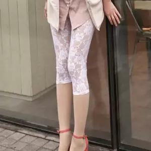 여자 여름 패션 7부 레깅스 코디 장미 꽃 무늬 레이스 mEQ2+5xtR