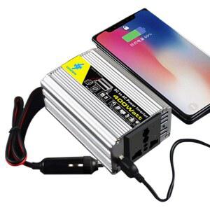 400W 인버터 전력 인버터, 12V DC에서 220V AC 자동차 컨버터, 트럭 캠핑용 태양광 인버터, 배터리 클립 2 개 포함