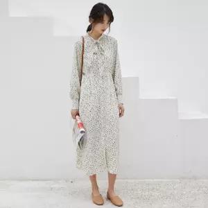 잔꽃 플라워 리본 원피스 LL-D143 셔츠 하객룩 봄원피스 가을 쉬폰 데일리 예쁜 밴딩 롱원피스 여성스런