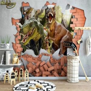 사용자 정의 공룡 벽지 거실을위한 현대 papel de parede 3d 사진 벽화 스티커