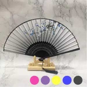 선풍기 여름 시원한 휴대용 접이식 실크 대나무 부채