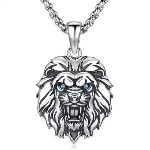 11395042 남자 목걸이 가벼운 캐주얼 심플 동물 925 스털링 실버 라이온 타이거 올빼미 펜던트 레트로 펑크