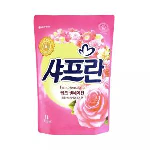 샤프란 핑크 섬유유연제 1000ml x 10개 (제조일자 24.01.02) / 리필형 세탁 / 리필형 세탁