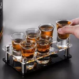 소주잔 홀더 6구 유리컵 세트 홈파티 받침대