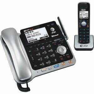 AT&T TL86109 DECT 6.0 2라인 확장형 유선/무선 전화, 셀에 블루투스 연결, 응답 시스템 및 기본 스피커폰, 유선 핸드셋 1대, 무선 실버/블랙