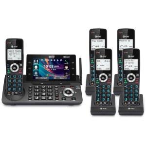 AT&T 5 핸드셋 DECT 6.0 무선 홈 및 비즈니스 전화, 응답기, 5인치 컬러 디스플레이, 원터치 바로가기, 컨퍼런스, 인터콤, 스마트 통화 차단기, 블루투스 셀 연결: DLP73590