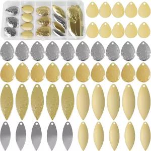 미끼 제작용 스피너 블레이드 50pcs 이지 스핀 콜로라도 버드나무 키트 골드 실버 스푼 DIY 낚시 액세서리