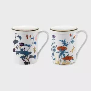 한국도자기 부모님 뚜껑 머그잔 컵 2인 선물세트 초충도 여뀌 부용화 MNS