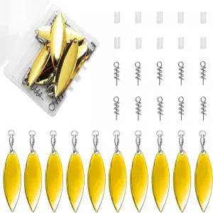 배스 낚시용 테일 스피너 블레이드 10pcs/Box 스피너베이트 볼 베어링 회전 및 웜 스푼 미끼 제작용 나사