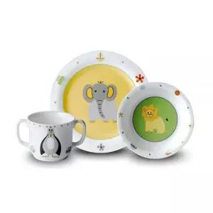한국도자기 키즈 식기 3p 선물 세트 쥬 키디 접시 그릇 양손컵 MNS