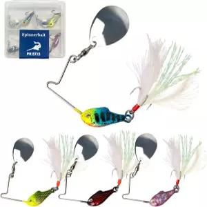 프리스티스 스피너베이트 낚시 미끼 4개 스푼 리그 트레블 훅이 있는 블레이드 스피너 담수 소금물